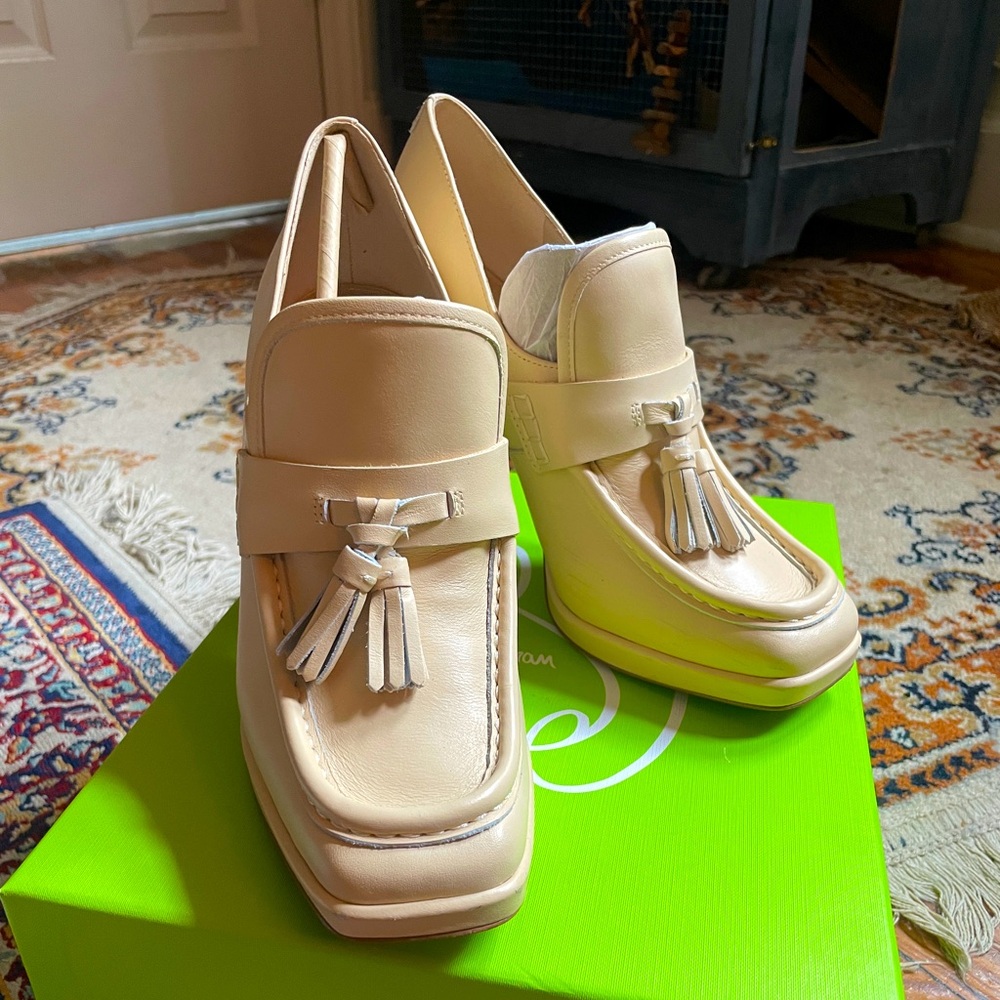 Sam Edelman - Jed Eggshell, leather chunky heeled loafers